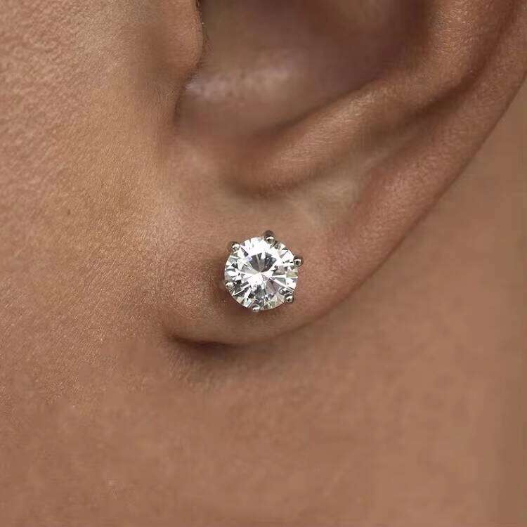 Fine Jewelry Stud 6 Claw Earrings Gold Plated Sterling Sier GRA Moissanite Dia Earring Daily for Men Woman