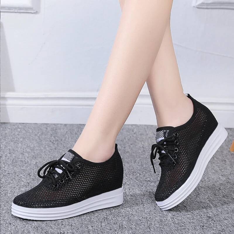 Spring and Autumn New Round Toe Thick Sole Breathable Sports for Women Fashion Lace Up Shallow Mouth Casual Walking Shoes ddmysaturn