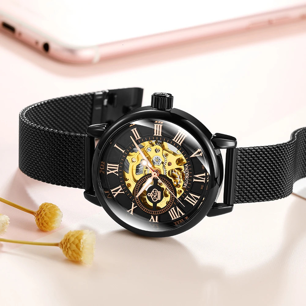 ORKINA-Hollow Skeleton Automatic Mechanical Wristwatches for Women Top Exquisite Gift 250807