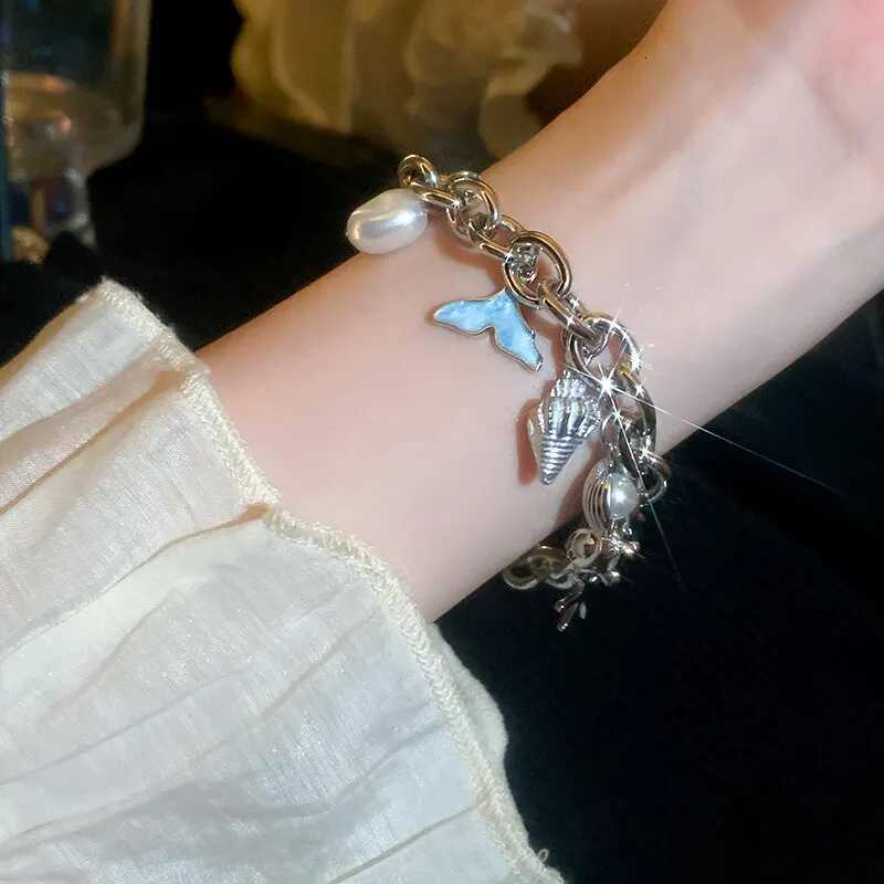 Starfish Shell Conch Bracelets For Women Imitation-pearl Gold-color Chain Bracelet Bangle Ocean Wristband Summer Beach Jewelry Z250807