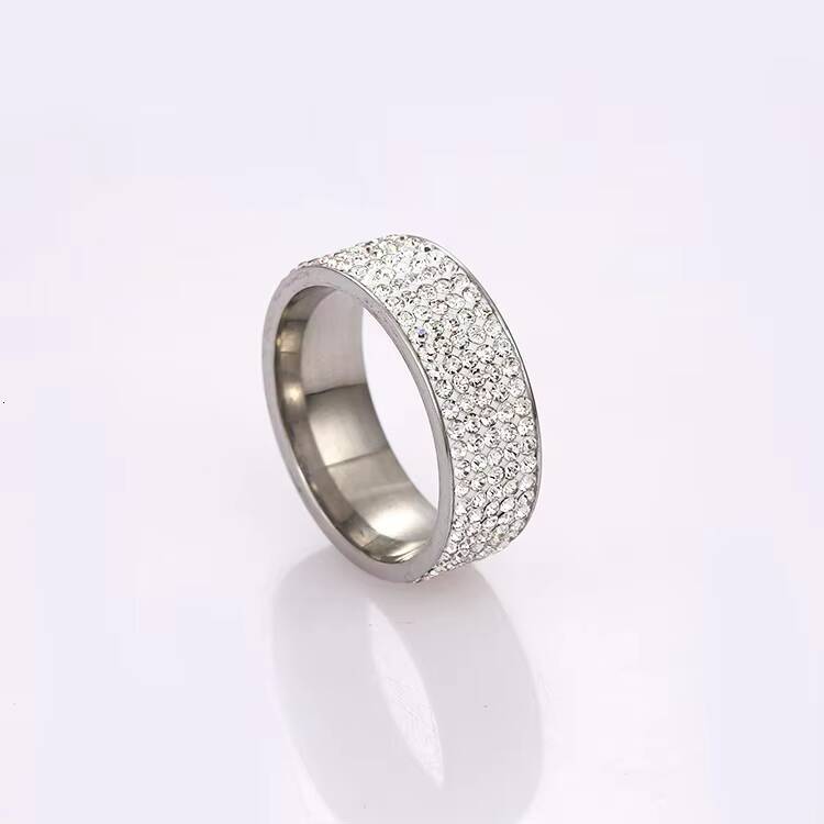 Custom Hip Hop Ring Ceramic Point Stainless Steel Fashion Diamond White Zircon Rhinestone Rings for Men and Women