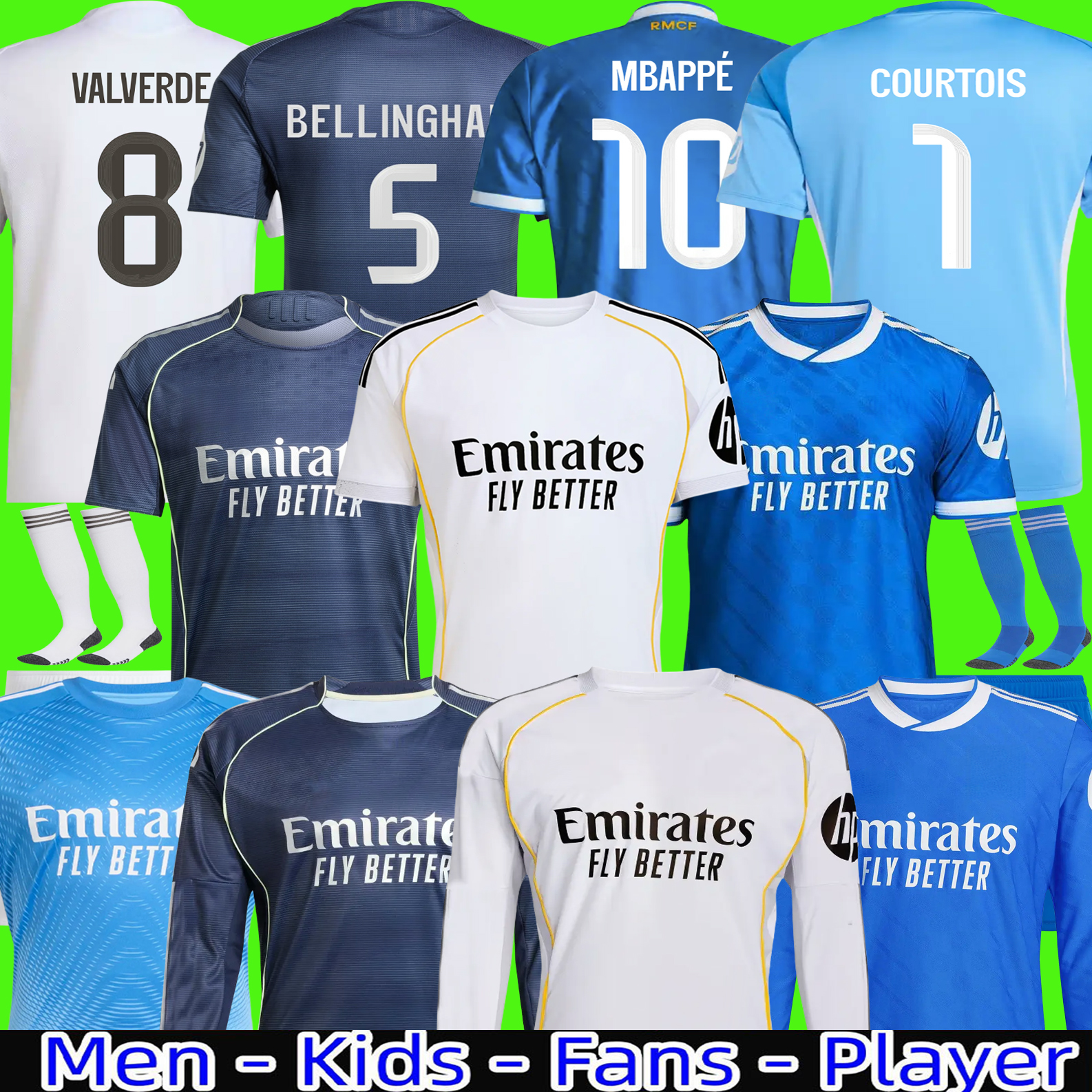 24 25 26 FANS Player Soccer Jerseys RODRGO Camiseta Football Jerseys VINI JR Mbappe Football Shirt Kids Bellingham 2025 2026 KROOS final 4th Endrick 999