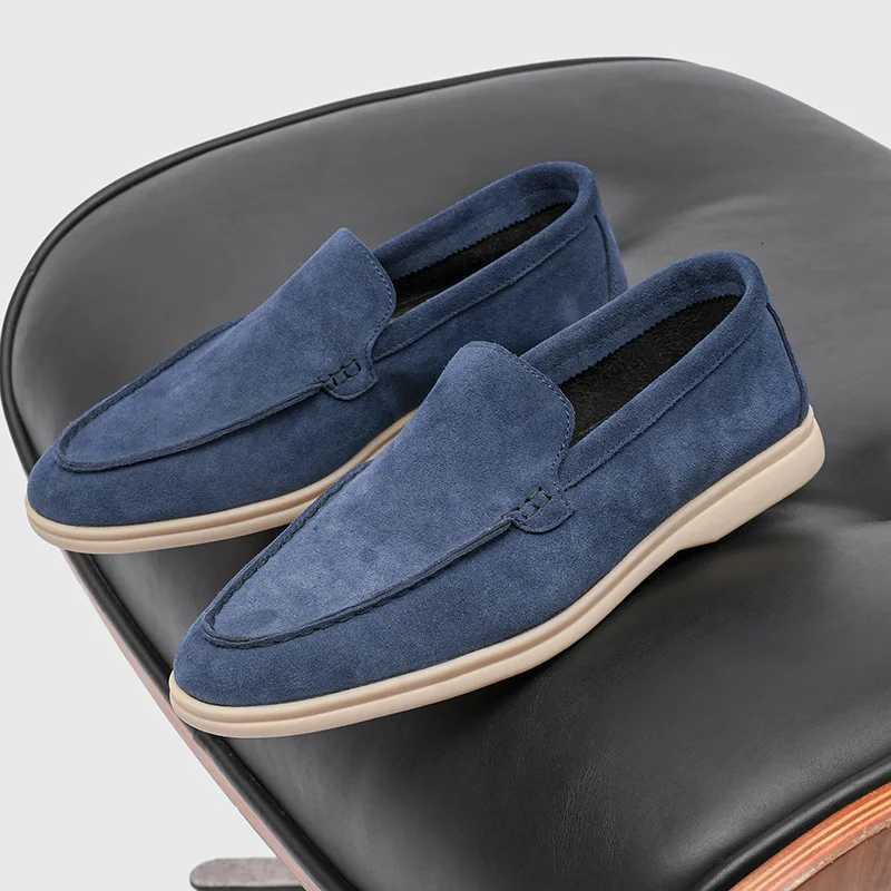 Men Classic British Style Loafers Moccasins Cow Suede Genuine Leather Fashion Mens Casual Shoes Mens Outdoor Driving Flats New W250808