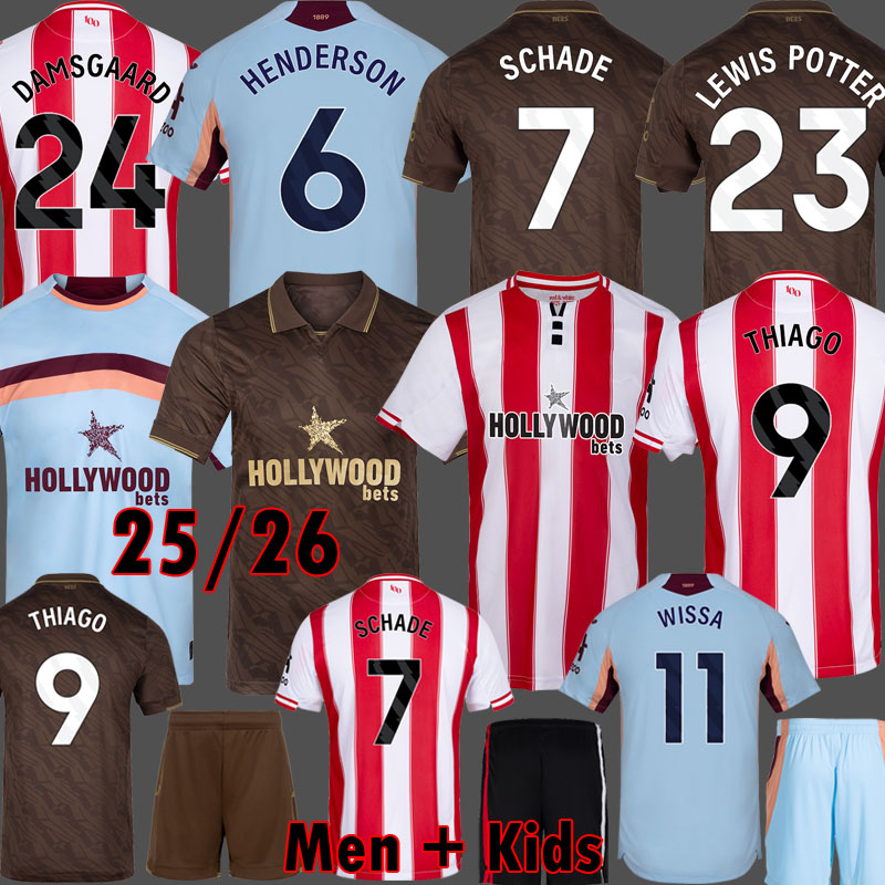 Brentforded FC Soccer Jerseys 25 26 BFC Kits SCHADE THIAGO HENDERSON The Bees Football Shirts WISSA MBEUMO LEWIS POTTER Mens Shirt DAMSGAARD Kids Uniforms 888