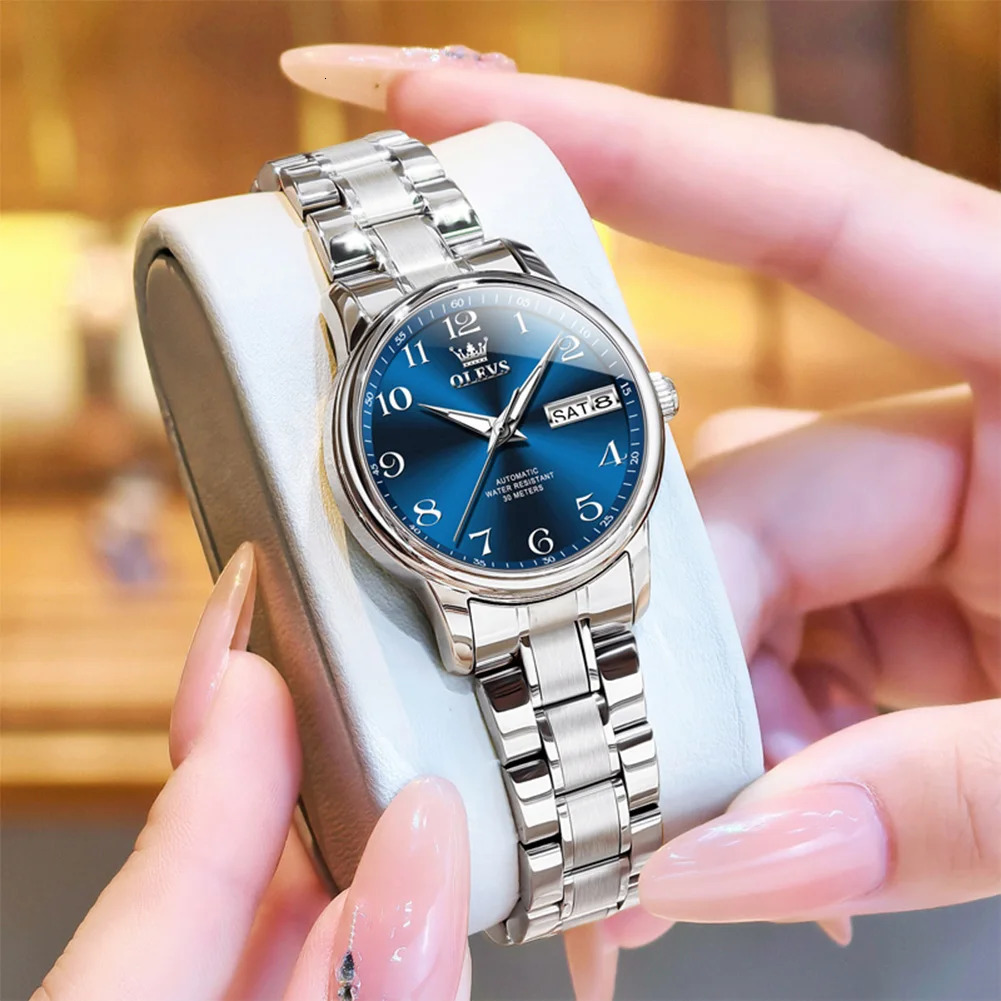 OLEVS High Quality Watch for Woman Waterproof Stainless Steel Automatic Mechanical Ladies Watch Elegant Womens Watches 250807