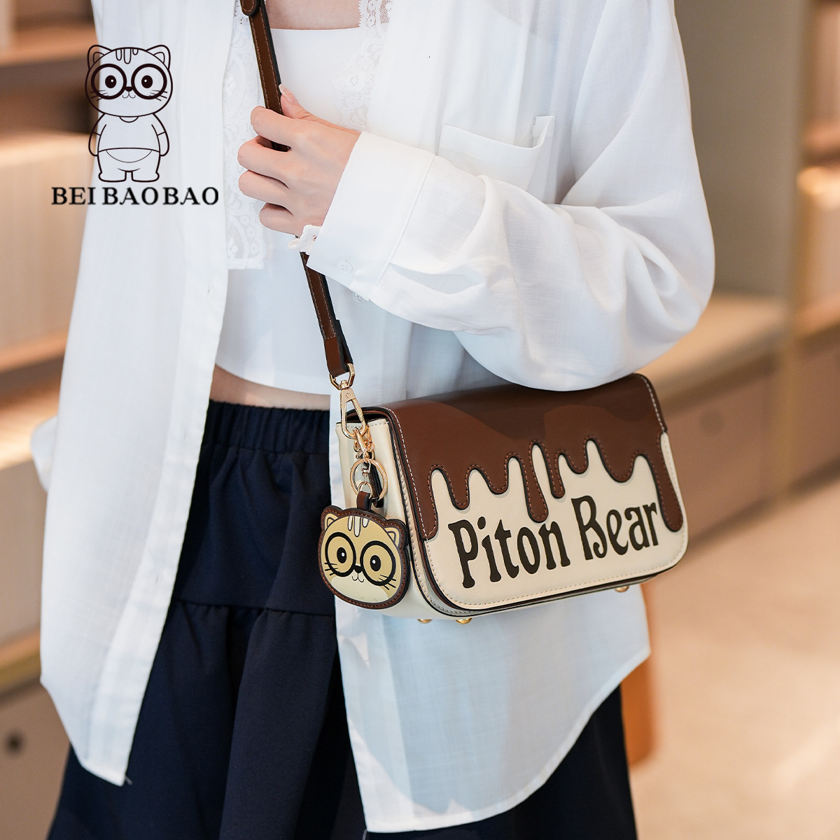 New Cartoon Kitten Stylish Small Square Fashion Commuter Crossbody Shoulder Bag ddmymoon