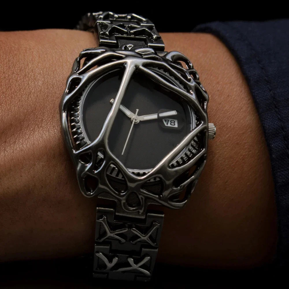 Retro Black Strap Y2k Quartz Watch Men Antique Alabaster High Quality Personalize Unisex Medieval Fashion Creative Clock 250807