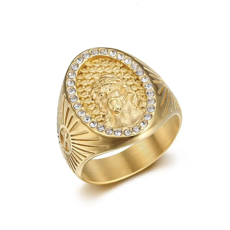 Stainless Steel Hip Hop Bling Christian God Jesus Ring for Men Women Couple Boyfriend Gift Fashion Jewelry 250717