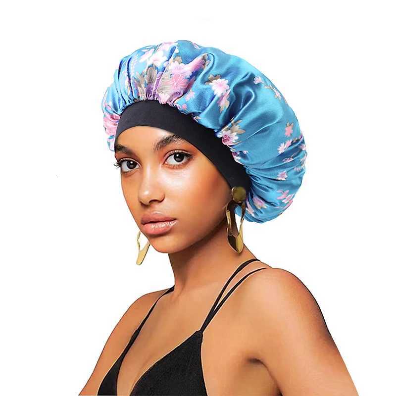 New Satin Hair Caps for Sleeping Women Bath Wide-brimmed Headwear Cover Hat Curly Hair Styling Accessories Hair Cap for Sleeping Z250808