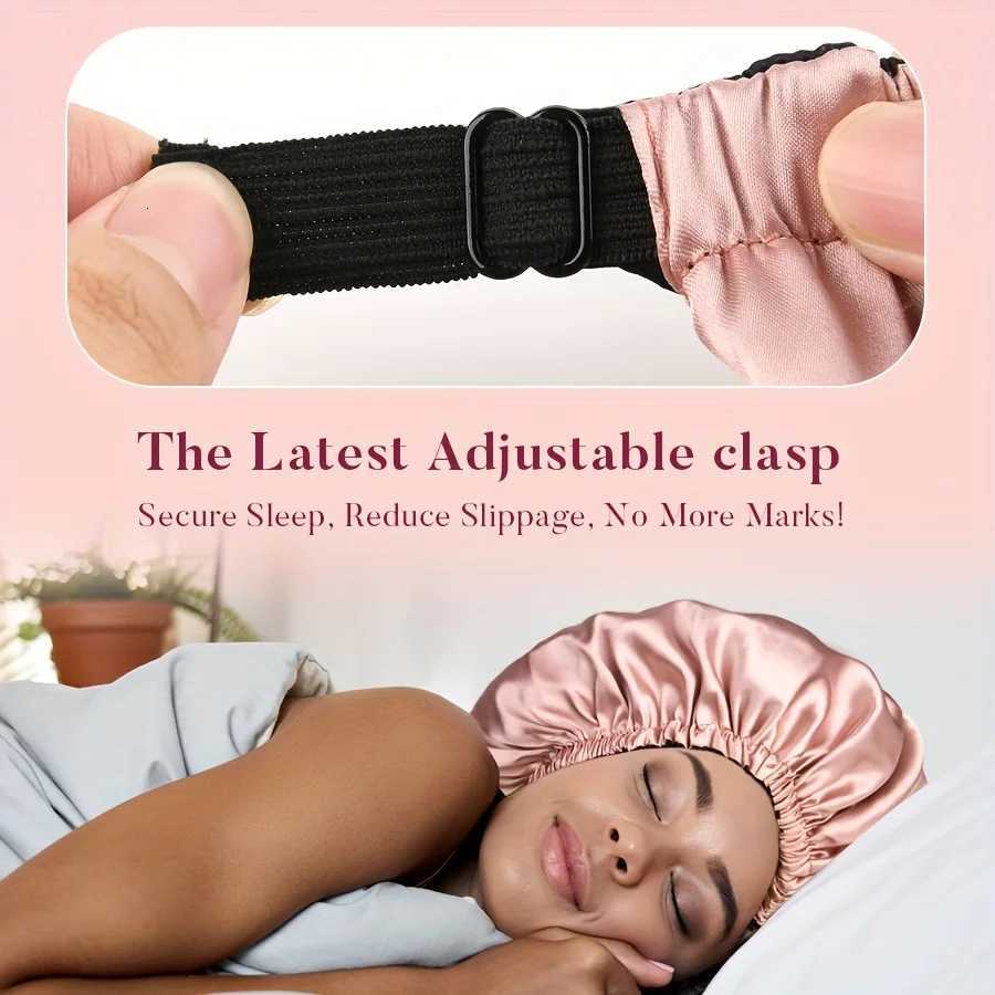 Reversible Double Layer Satin Sleeping Bonnet Adjustable Hypoallergenic Hair Cap for Adults Soft Pink Blush Color Options Like Z250808