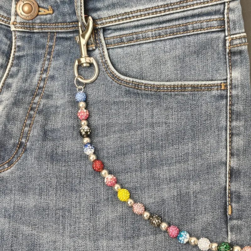 Fashion Round Bead Rhinestone Multicolor Punk Pants Chain Unisex Ones Waist Accessories Multi-functionChain For Bag 250807