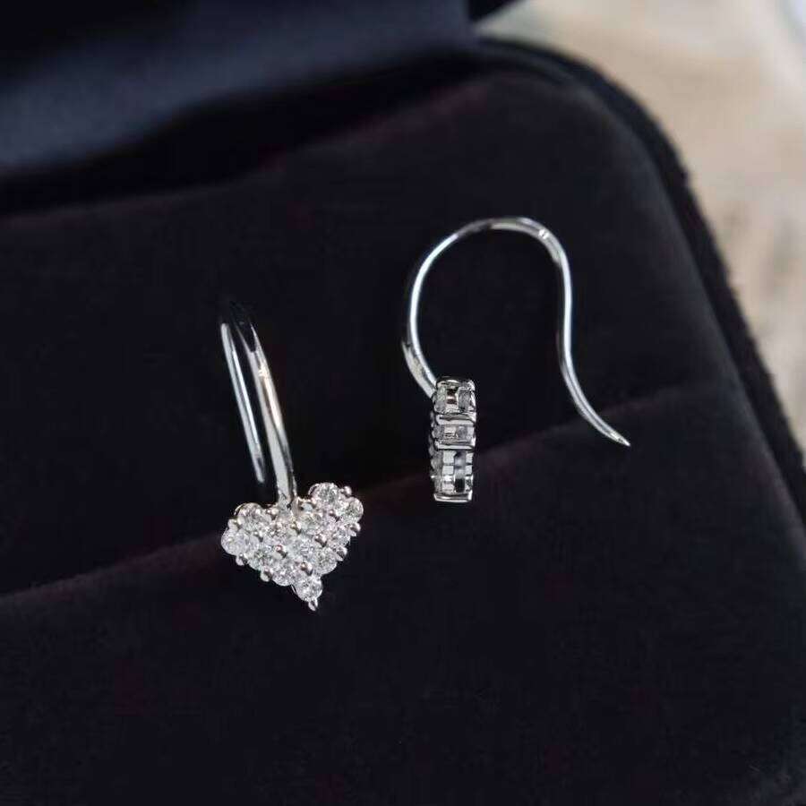 Light Gold Lab Custom Hoop Dia Stud Jewelry Womens Heart Shape Earrings