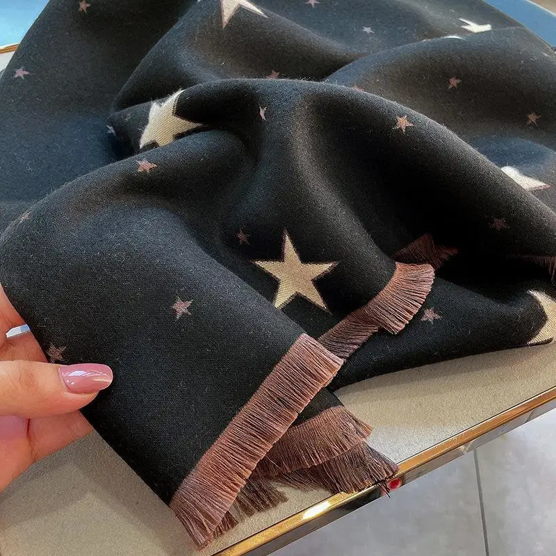 Autumn Punk Gothic Unisex Y2k Neckerchief Streetwear Women Tassels Grunge Scarf Hip Hop Harajuku Star Printing Scarves 250807