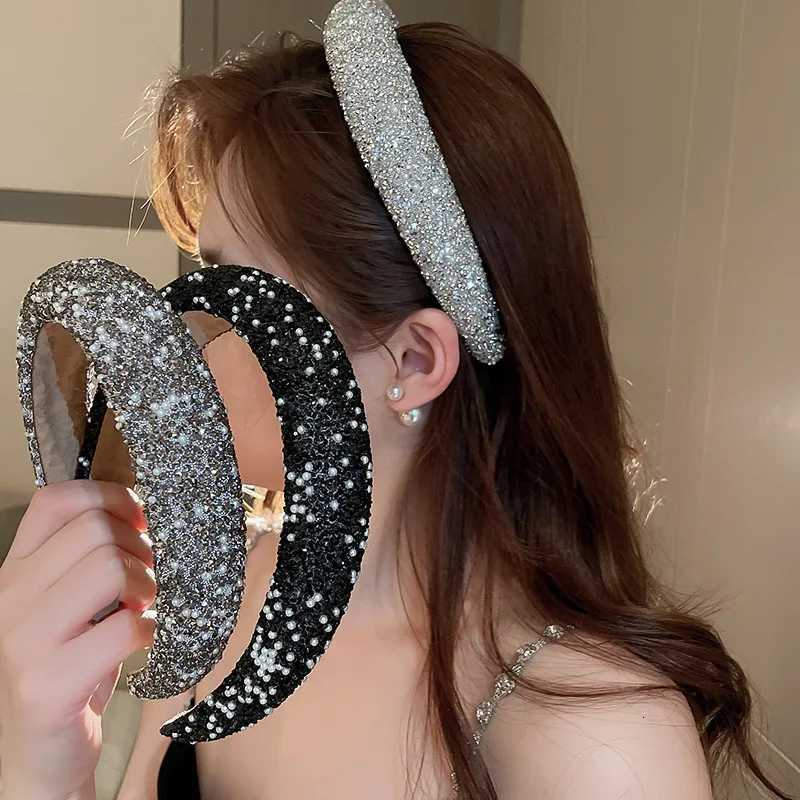 Luxury Inlaid Rhinestone Hairbands for Women Korean Fashion Hair Pure Band Small Pearl Wedding Hair Jewelry Y250808