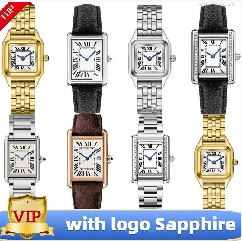 New Tank Series Woman women Watches Casual Gold Watch Womens Real Leather Quartz Montres Ultra thin wristwatch