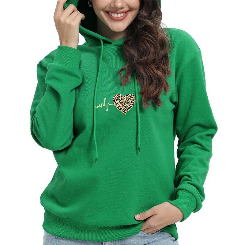 Loose Women's Sweatshirts Hoodies Long Sleeves Y2k Clothing Trends Pullovers Ladies Top Leopard Print Autumn dongdumaoyi