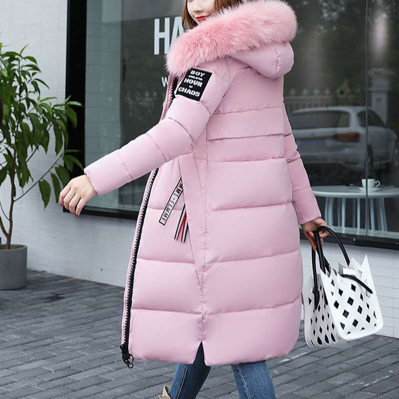 Women's Clothing New Padded For Women Long Styledown Thickened Over The Knee Fur Collar Cotton Jacket Soft Winter Coat
