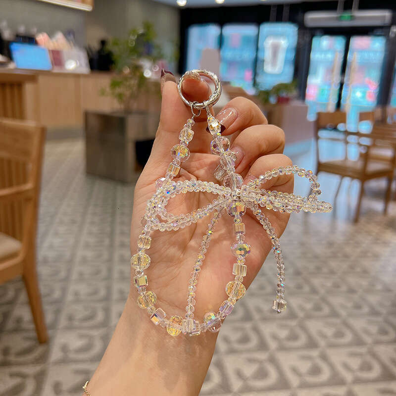 New Rhombus Crystal Bow Creative Exquisite Rhinestone Bracelet Chain Car Keychain Bag Pendant