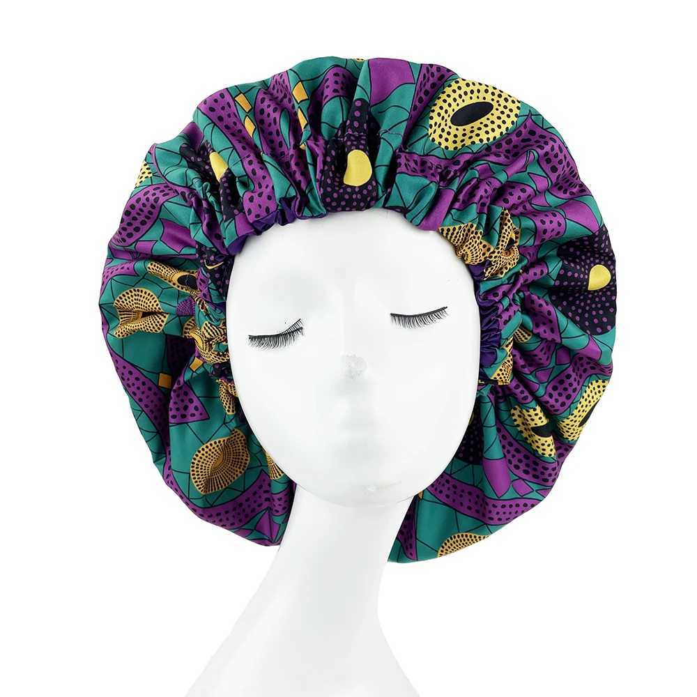 Double Layer Satin Bonnet Silky Sleep Cap for Women Extra Large Reversible Adjustable Satin Cap Sleeping for Curly Natural Hair Z250808
