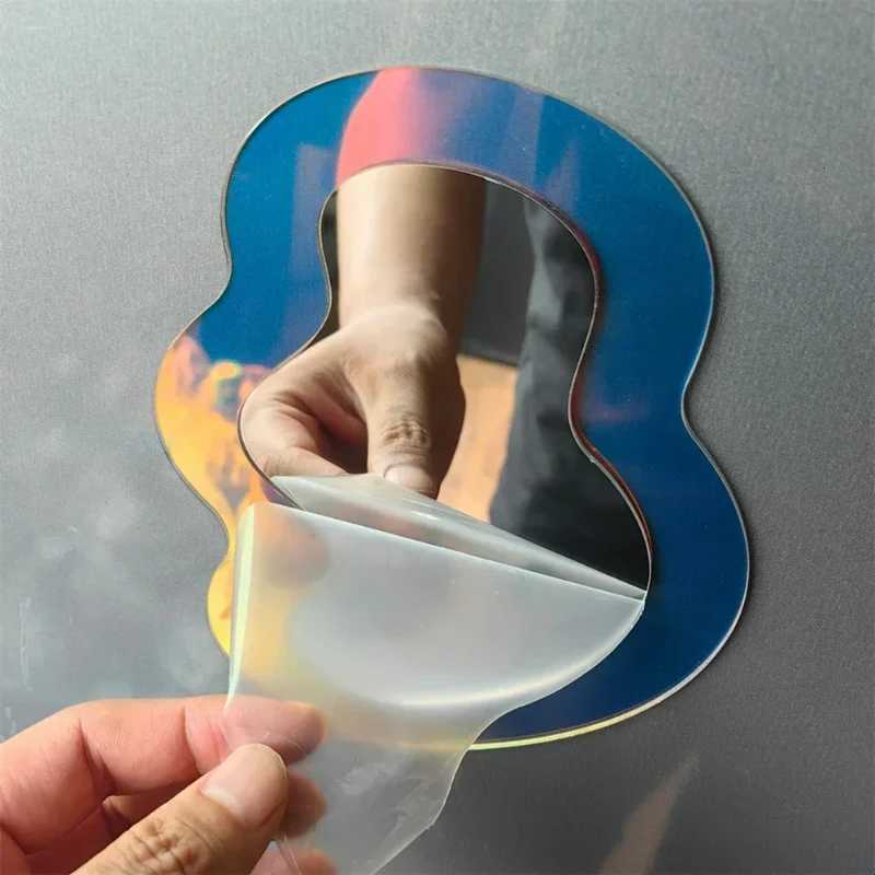 1pcs Magnetic Locker Mirror School Bathroom Refrigerator Cabinet Decoration Mirrors Creative Geometric Pattern Makeup Mirror Z250807