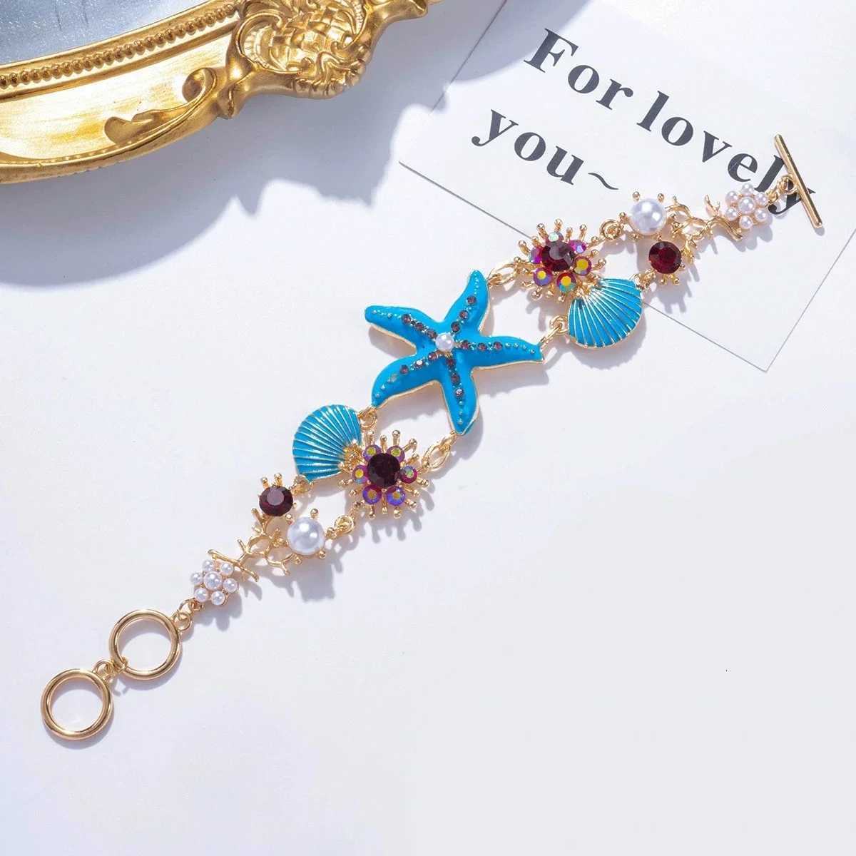 Bohemian Starfish Shell Bracelet For Women Crystal Pearl Summer Bangle Female Seaside Beach Boho Jewelry Accessories Z250807
