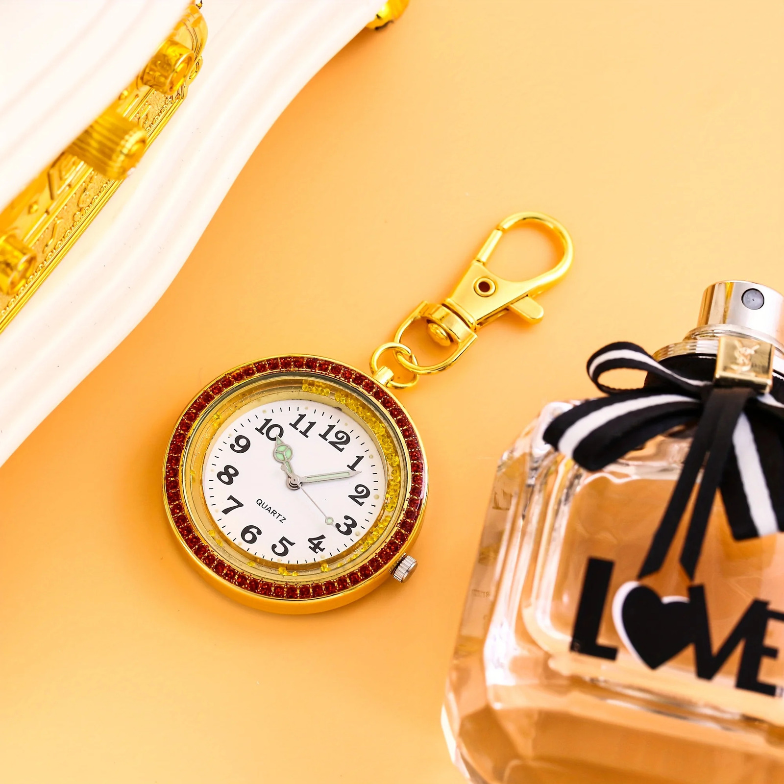 Colorful Full Diamond Luminous Needle Hanging Watch Pocket Watch Keychain Watch Nurse Watch Mens and Womens Hanging Watch 250807