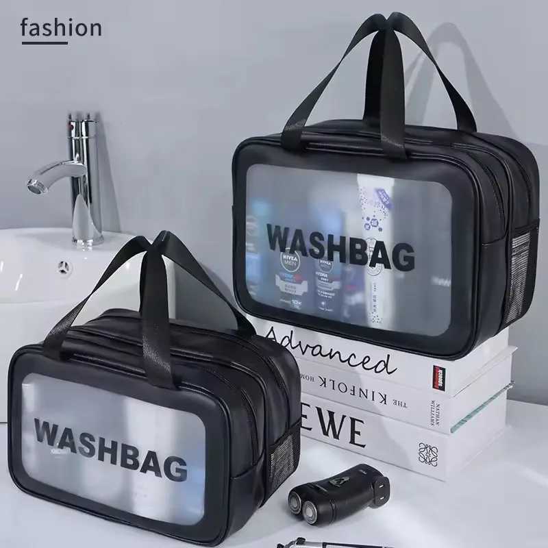 Dry-wet Separation Double Transparent PU Makeup Bag Portable Wing Bag Cosmetic Storage Bag Travel Fitness Swimming Essentials Y250808