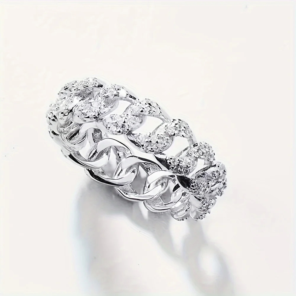 1pc S925 Sterling Silver with 2.7CT Cuban Ring Hip Hop Mens and Womens Rings Gemstone Jewelry | gifts 250717