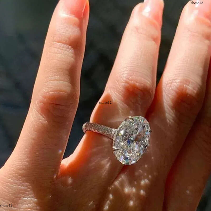5 6 7 8 9 10 Carat Au585 14K White Gold Oval shape moissanite Dias Women Wedding Party Engagement Ring Classic Trendy
