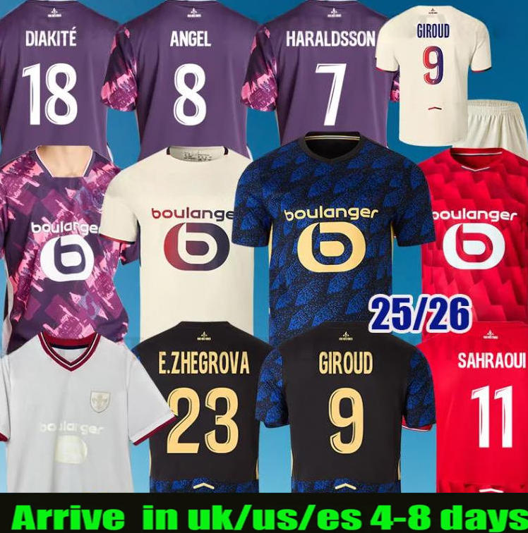25 26 Soccer Jerseys GIROUD J DAVID LOSC Angel ZHEGROVA ANGEL YAZICI 2025 2026 Football Shirt 80TH Lille anniversary HARALDSSON Fourth Maillot Men Kids Kit