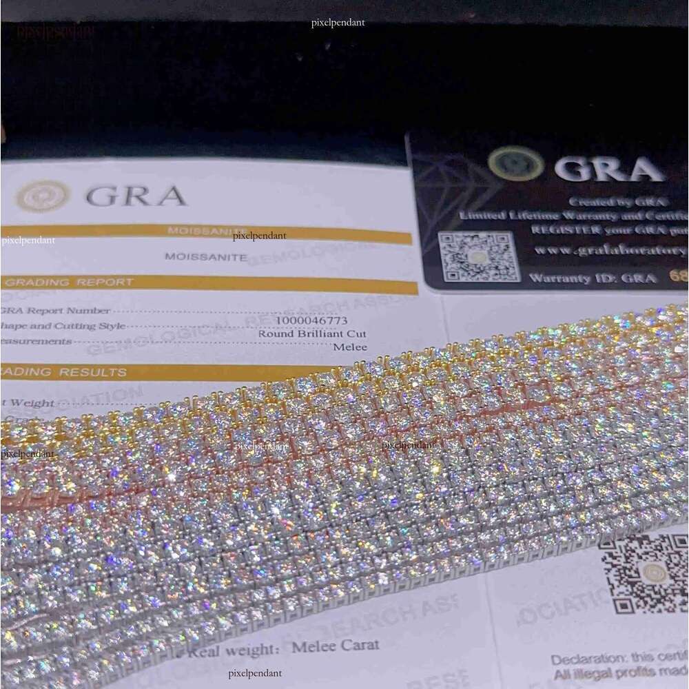 2mm 3mm 4mm 5mm Hip Hop Necklace Sier vvs moissanite tennis chain women mens necklace pass dia tester Chain