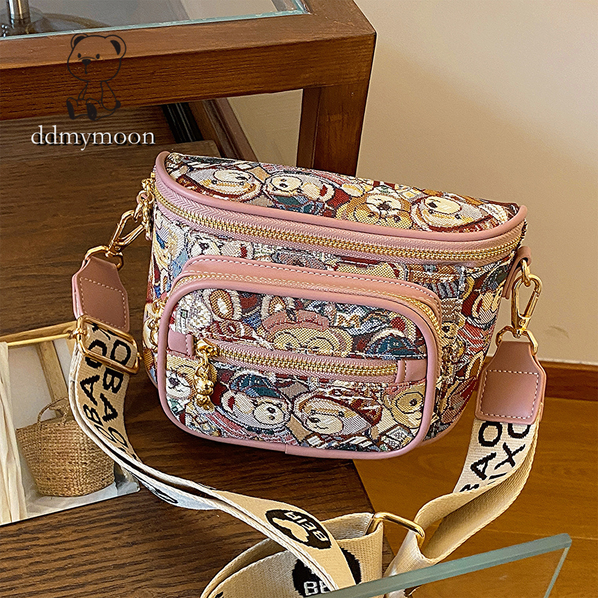 Women's 2025 Summer New Canvas Bear Crossbody Casual Shoulder Chest Bag ddmymoon