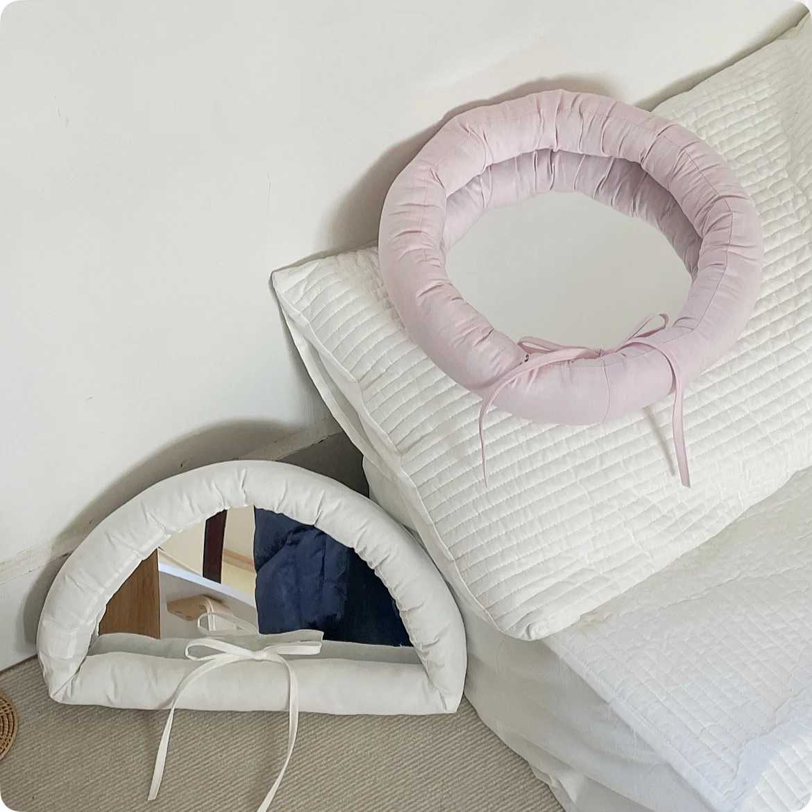 White Half-moon Mirror Ins Creative Living Room Bedroom Wall Decoration Makeup Mirror Semi-round Wall Decoration Z250807