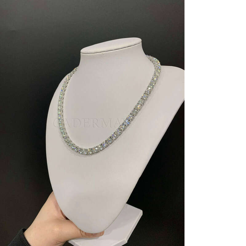 Iced Out Sterling Sier 6mm D VVS Tennis Necklace Moissanite Chain for Hip-Hop Jewelry