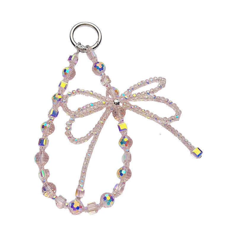 New Rhombus Crystal Bow Creative Exquisite Rhinestone Bracelet Chain Car Keychain Bag Pendant