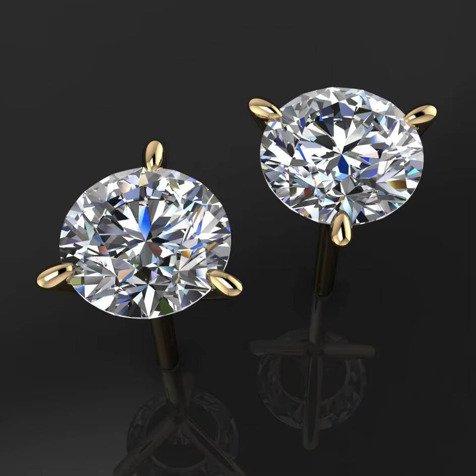 Fine Jewelry Earrings Classic Prongs Set 14K Gold 2CT Lab Grown Diamond IGI Certificate Stud Earrings