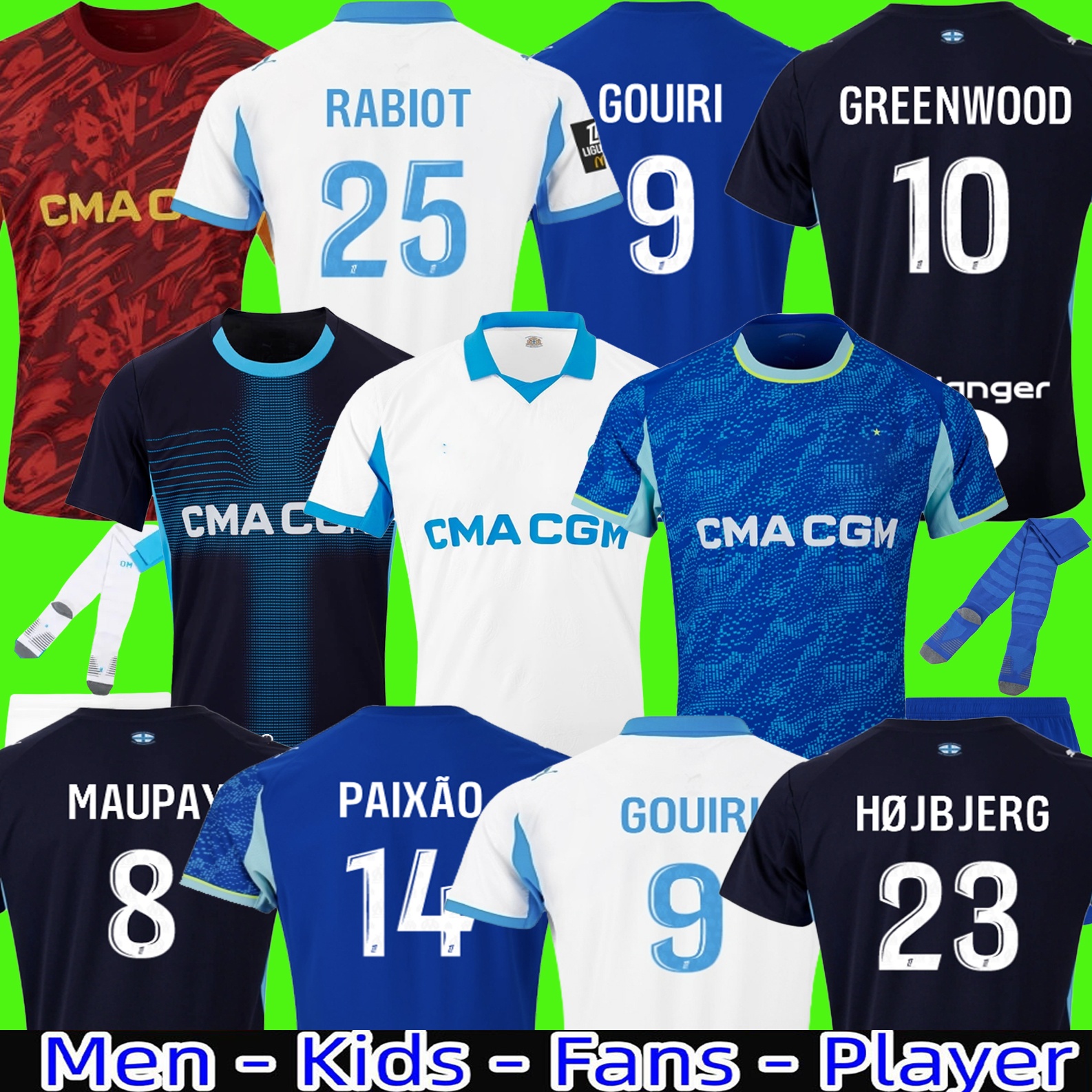 24 25 26 maillot de foot GREENWOOD 125th Anniversary Soccer jerseys OUNAHI harit 2025 2026 OM man and KIDS football shirt hommes enfants BALERDI RONGIER FANS player