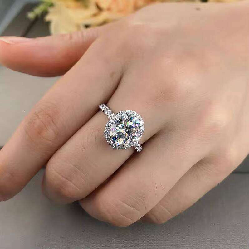 Custom Engagement 14K Real Gold 2-4ct Oval Cut VVS Moissanite Dia Wedding Ring for Women Gift