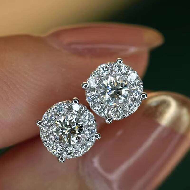 XINGGUANG Latest Gold Earring 4mm Main Stone D VVS Womens Custom Jewelry Moissanite Stud Earrings