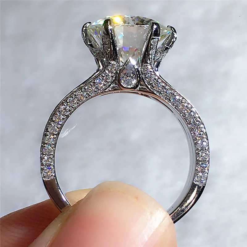 925 Sterling Silver Luxury Six Claw Cubic Zirconia Rings Wedding Engagement Bands High Quality AAA CZ Ring Women Fashion Jewelry Y250808