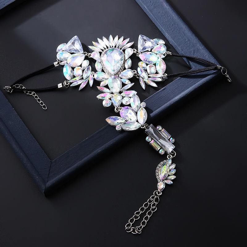 Gypsy Wedding Accessories Ethnic Barefoot Sandals For Wedding Shoes Water Drop Gemstone and Diamond Handmade Footwear Designer Anklet
