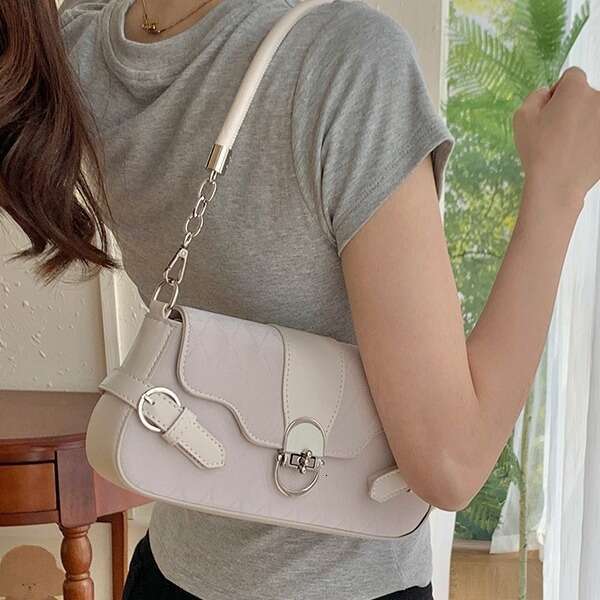 Women New Style Melard with Metal Lock Flip Cover for Girls Commuting Versatile Shoulder Crossbody Bag