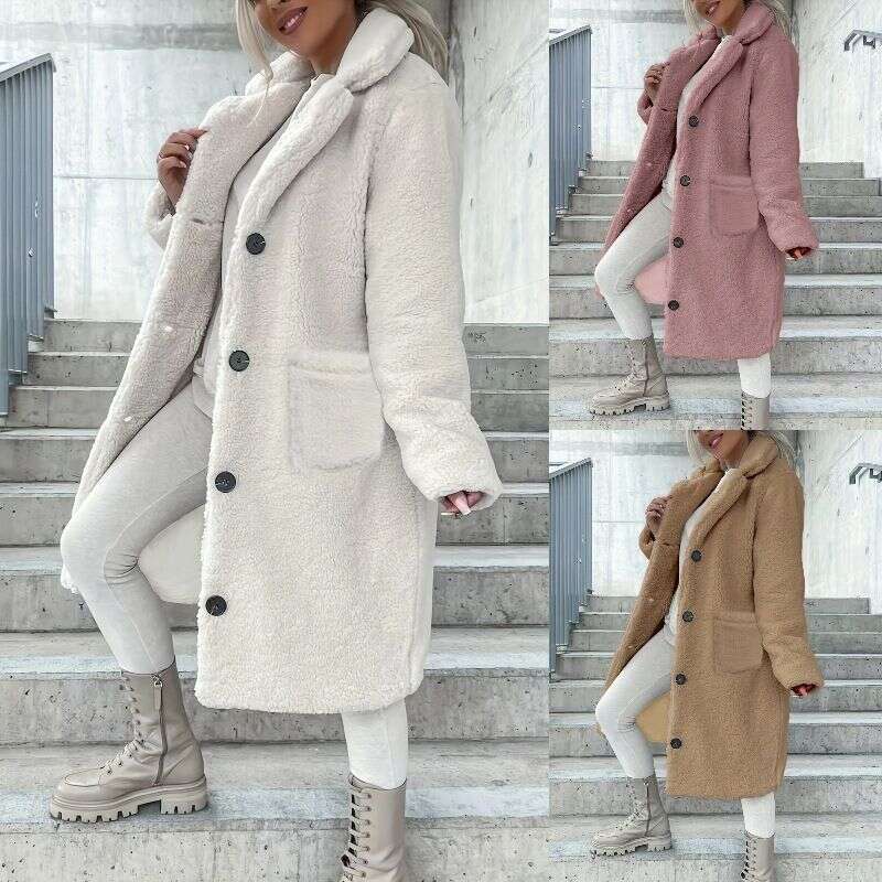 Women's Clothing Autumn And Winter Women's Fur Lapel Plush Long fur Coat