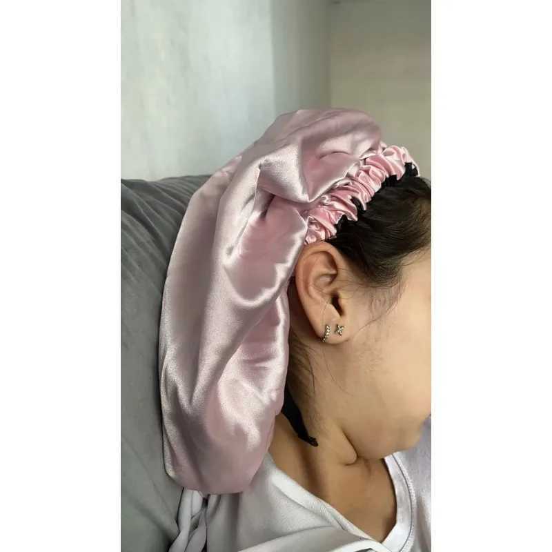 Satin Hat for Sleeping with Invisible Adjustable Buckle Double Layer Soft Comfortable Hair Care Shower Bonnet Z250808