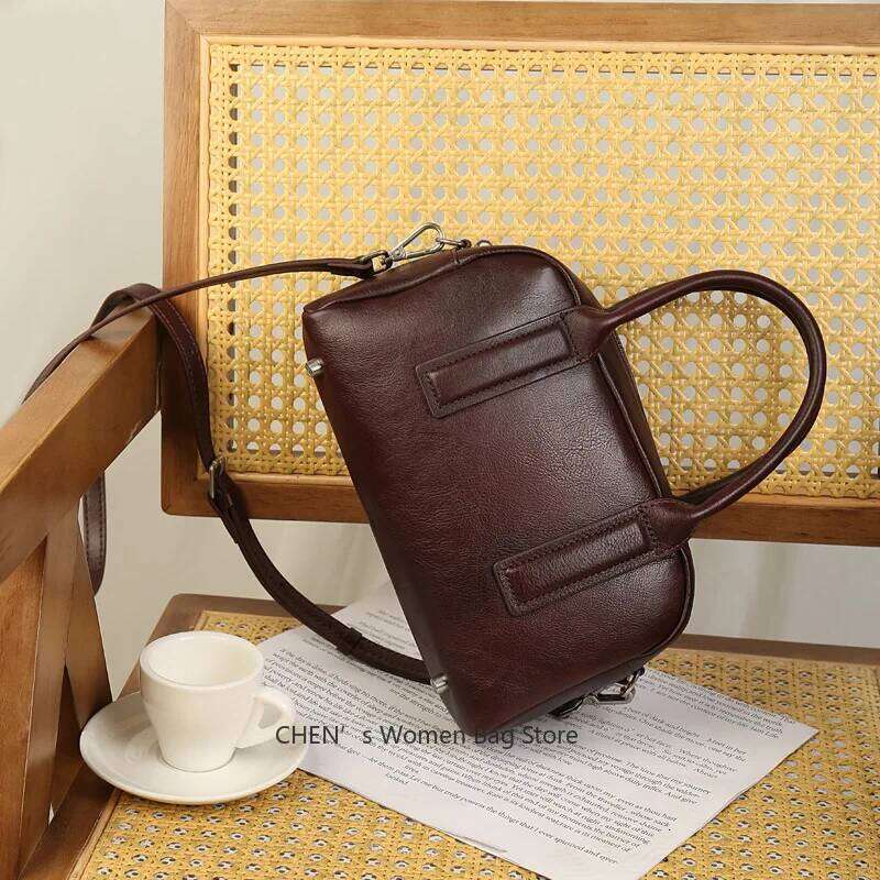2025 New Genuine Women's Handbag Retro Shoulder Cow Leather Commuter Crossbody Female Bag For Shopping Travel 250731 20250805
