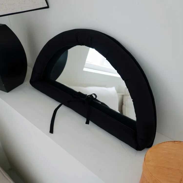 White Half-moon Mirror Ins Creative Living Room Bedroom Wall Decoration Makeup Mirror Semi-round Wall Decoration Z250807