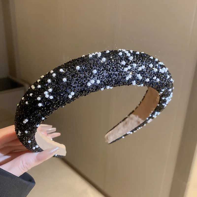 Luxury Inlaid Rhinestone Hairbands for Women Korean Fashion Hair Pure Band Small Pearl Wedding Hair Jewelry Y250808