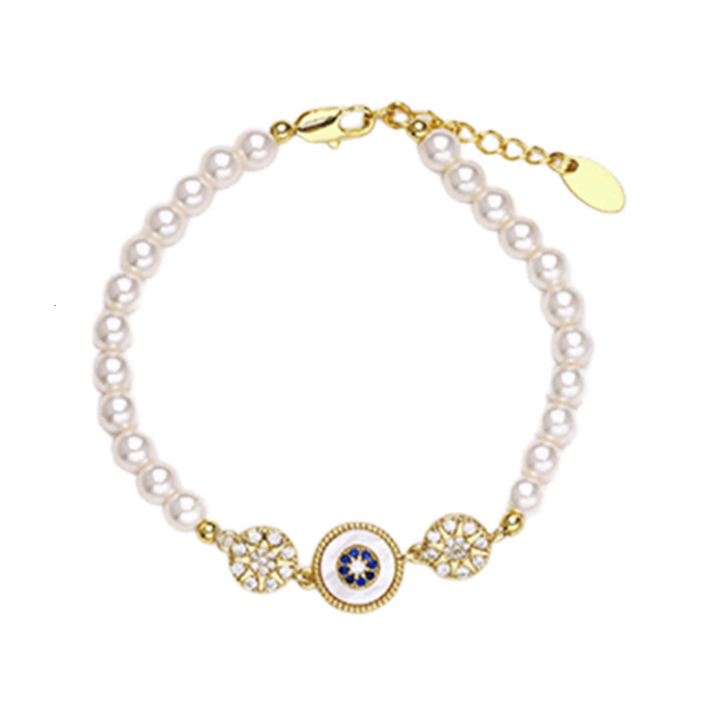Real Gold Plated Zircon Pearl Beaded French Exquisite Bracelet Light High-end Hand Accessories for Women