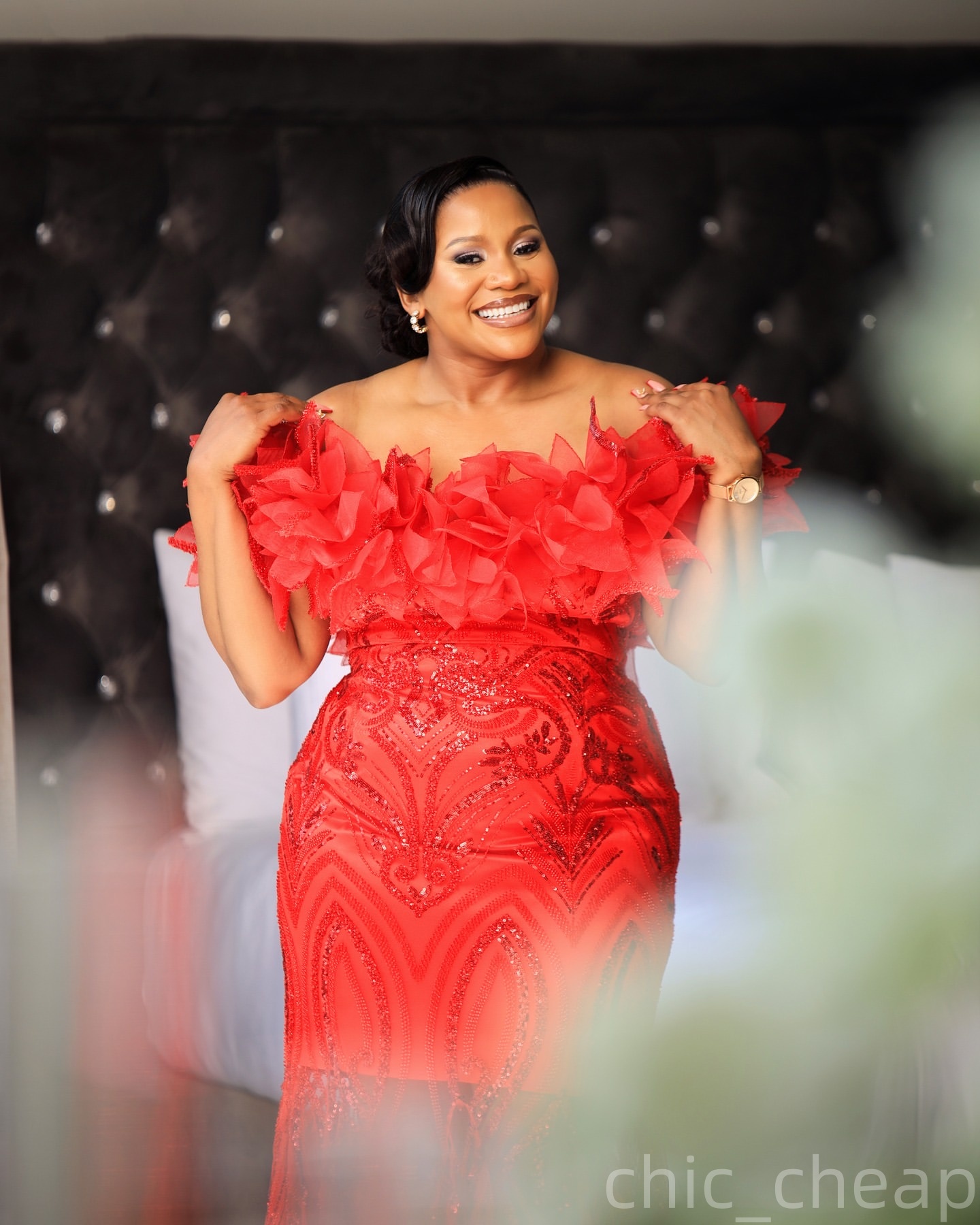 Mermaid Red Prom Dresses 2025 Florals Sequined Off Shoulder Evening Formal Party Second Birthday Engagement Gowns Plus Size Dress For Special Occasion
