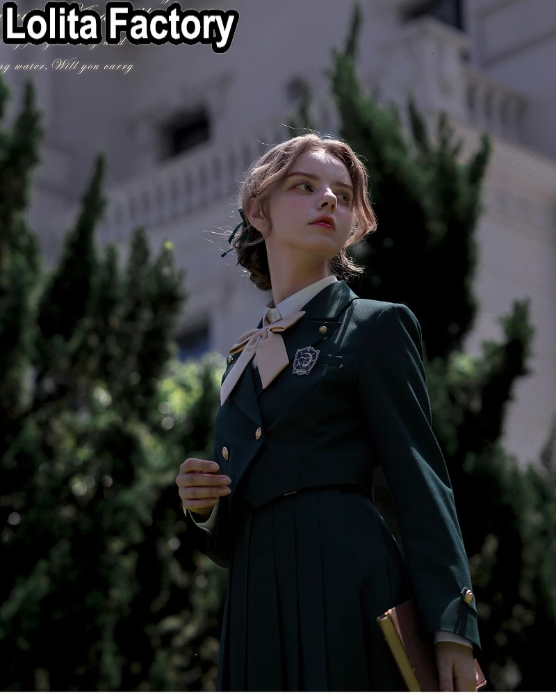 Japanese Women JK Green Blazer Suit skirt coat Harajuku High School Uniform for Students Girl Outwear College Style blazers 250729